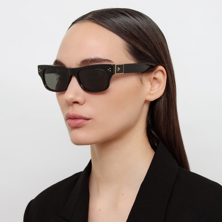 Linda Farrow Falck Rectangular Sunglasses in Black C1 51