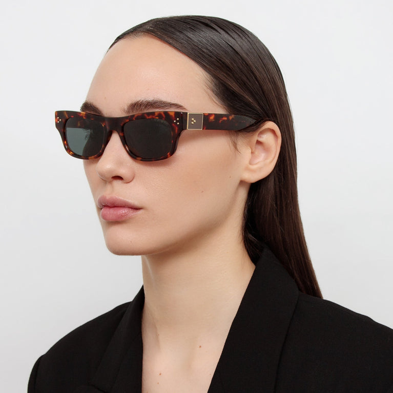Linda Farrow Falck Rectangular Sunglasses in Tortoiseshell C2 51