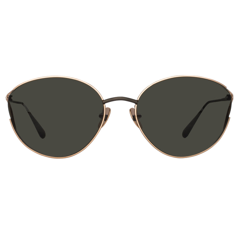 Linda Farrow Fielder Cat Eye Sunglasses in Matt Nickel C1 61