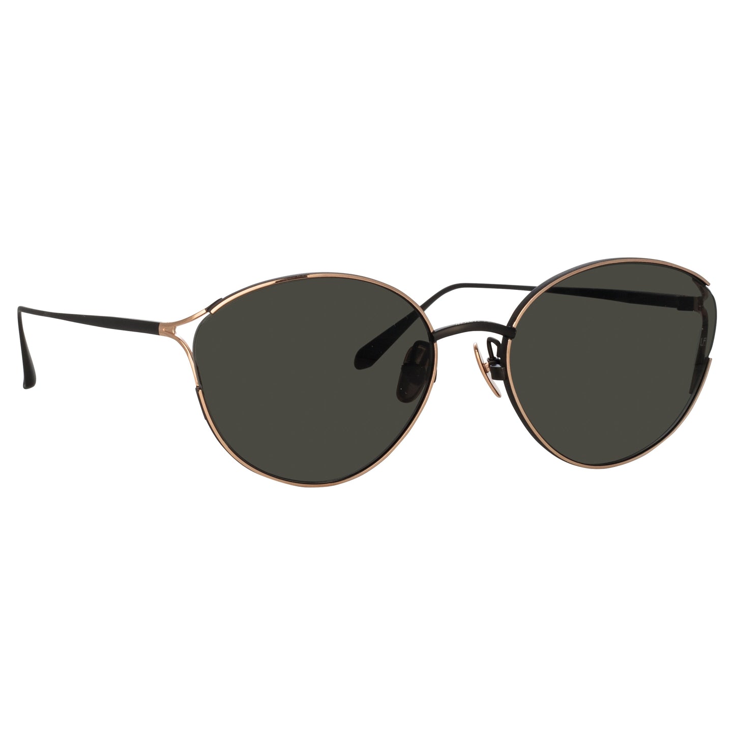 Linda Farrow Fielder Cat Eye Sunglasses in Matt Nickel C1 61
