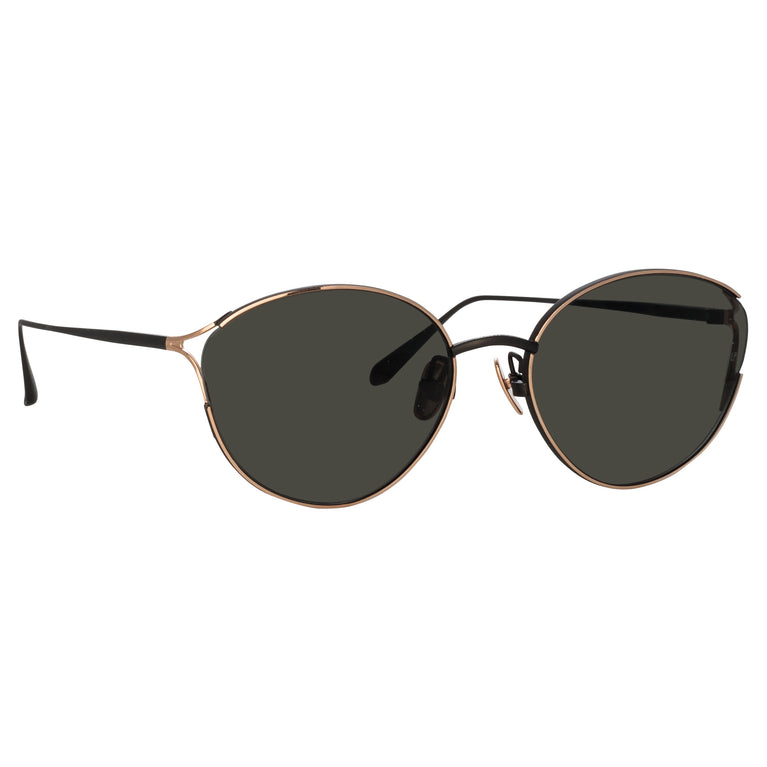Linda Farrow Fielder Cat Eye Sunglasses in Matt Nickel C1 61