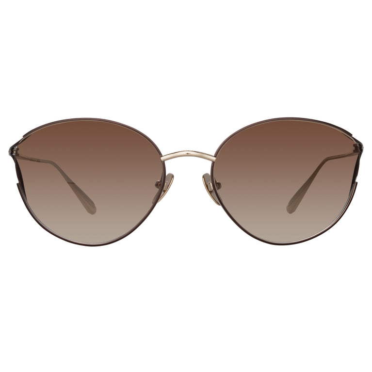 Linda Farrow Fielder Cat Eye Sunglasses in Light Gold C3 61