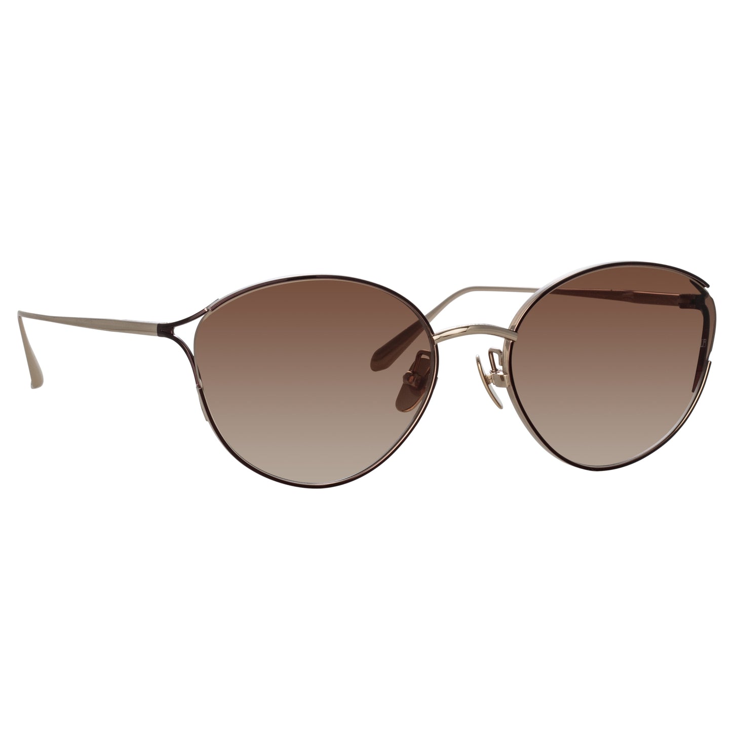 Linda Farrow Fielder Cat Eye Sunglasses in Light Gold C3 61