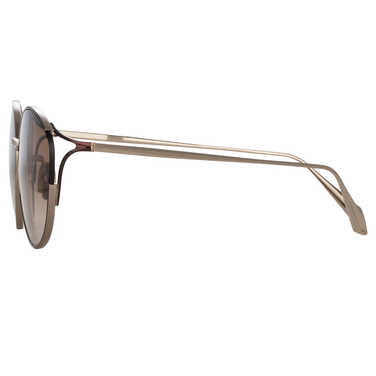 Linda Farrow Fielder Cat Eye Sunglasses in Light Gold C3 61