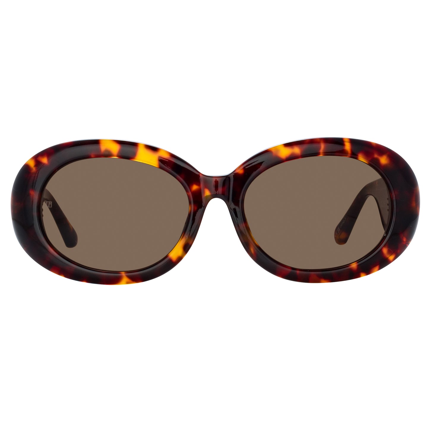 Linda Farrow Lina Oval Sunglasses in Tortoiseshell C2 55