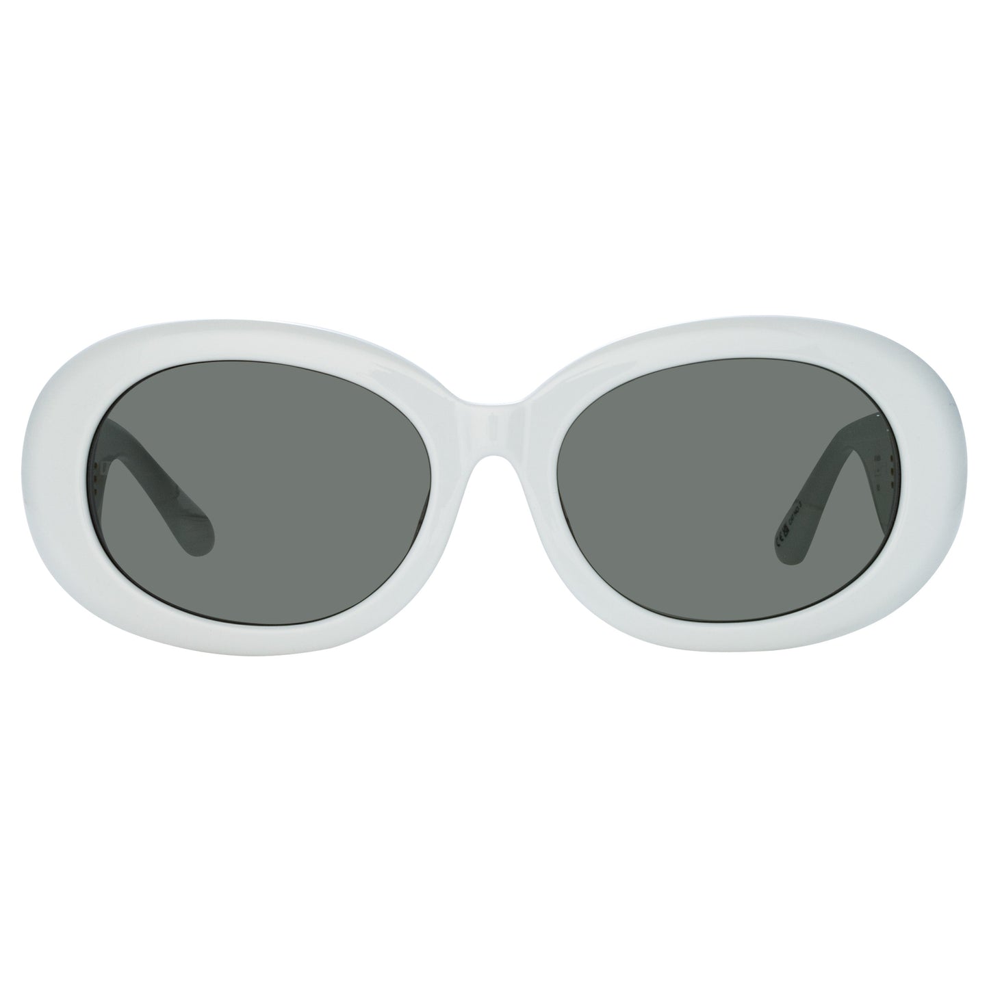 Linda Farrow Lina Oval Sunglasses in White C4 55