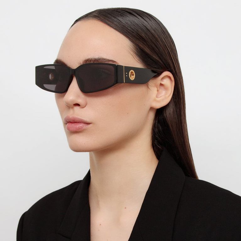 Linda Farrow Alexis Angular Sunglasses in Black C1