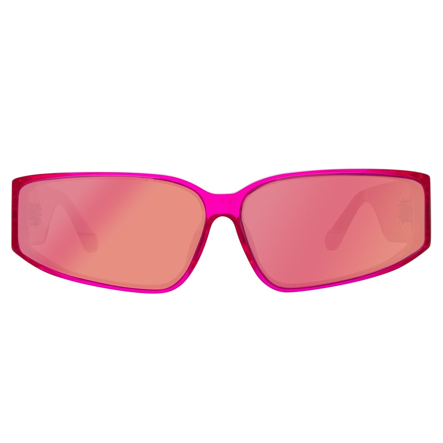 Linda Farrow Alexis Angular Sunglasses in Neon Pink C3 66