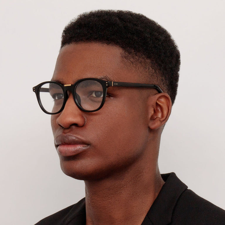 Linda Farrow Men's Powell Optical D-Frame in Black C1 51