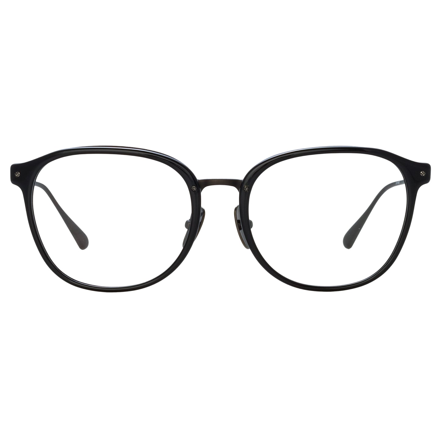 Linda Farrow Men's Park Optical D-Frame in Black and Matt Nickel C2 52