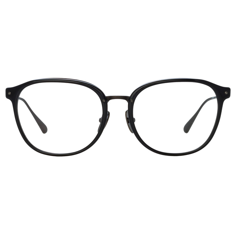 Linda Farrow Men's Park Optical D-Frame in Black and Matt Nickel C2 52