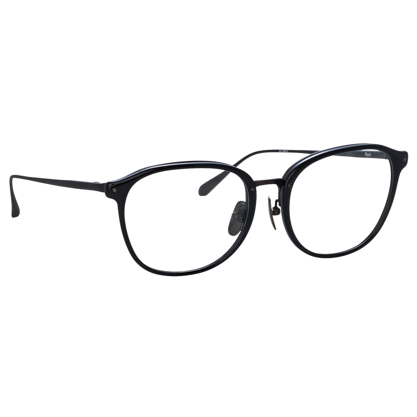 Linda Farrow Men's Park Optical D-Frame in Black and Matt Nickel C2 52