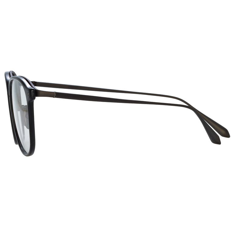 Linda Farrow Men's Park Optical D-Frame in Black and Matt Nickel C2 52