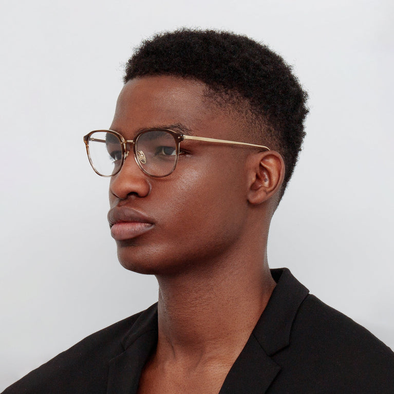 Linda Farrow Park Optical D-Frame in Caramel Horn C3 52