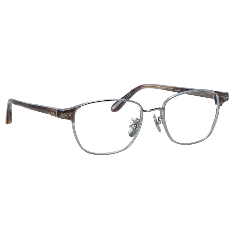 Linda Farrow Alvar Optical D-Frame in Grey Horn C3 53