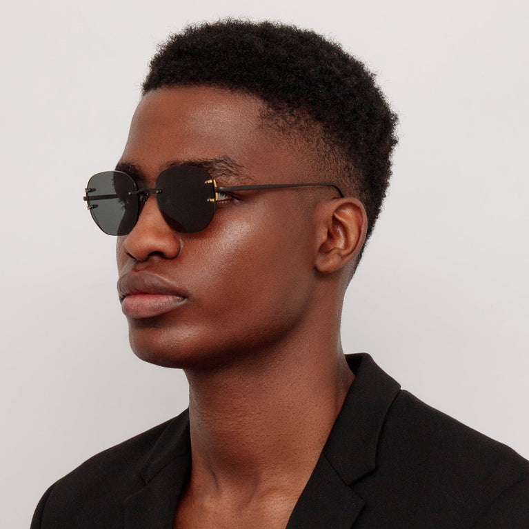Linda Farrow Men's Sandor Angular Sunglasses in Matt Nickel C1 51