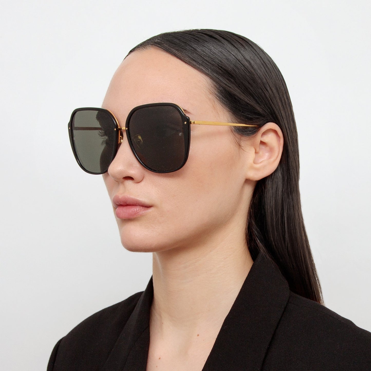 Linda Farrow Sofia Oversized Sunglasses in Black C1 61