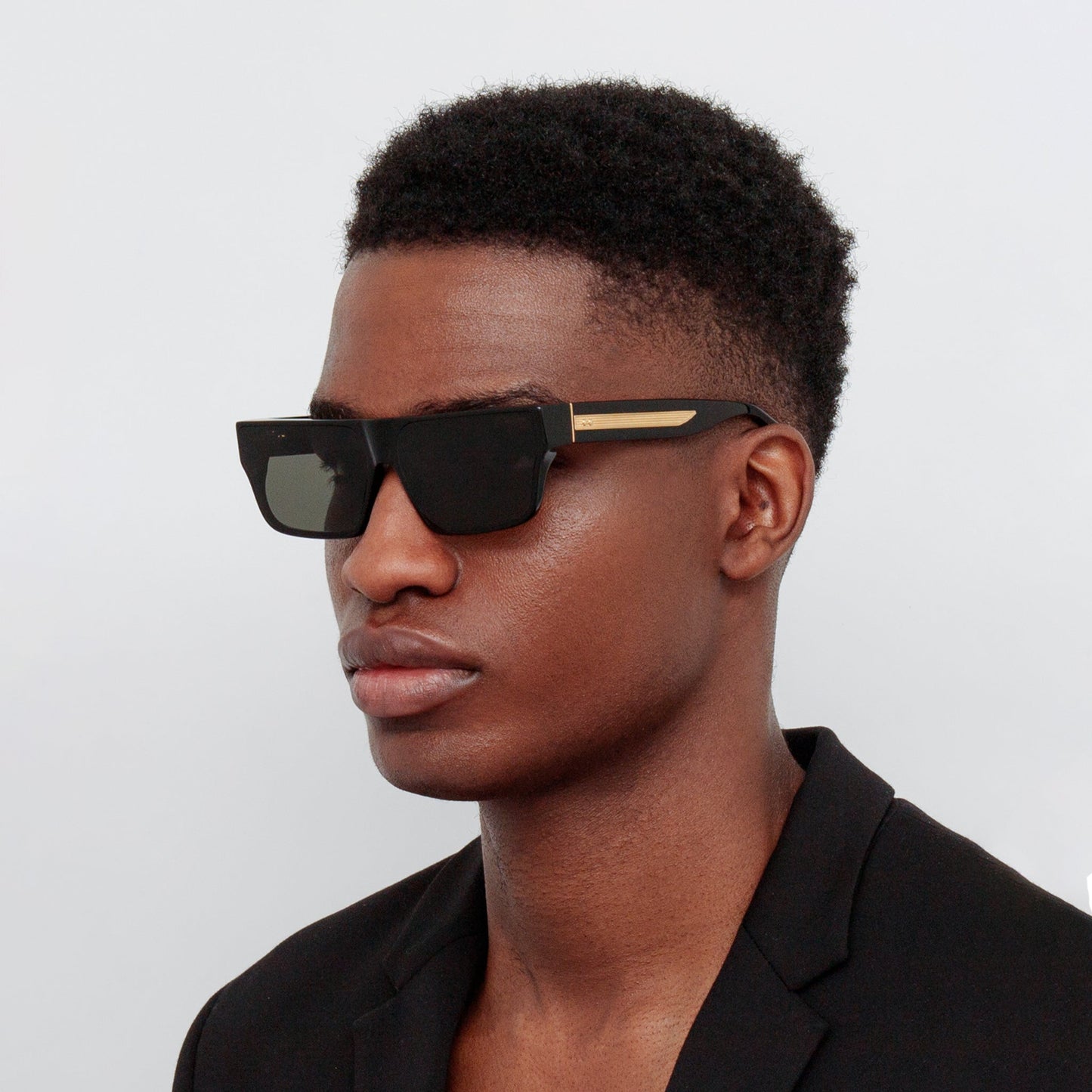 Linda Farrow Men's Brady Flat Top Sunglasses in Black C1 63