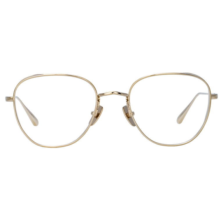 Linda Farrow Hardy Oval Optical Frame in Light Gold C6 54