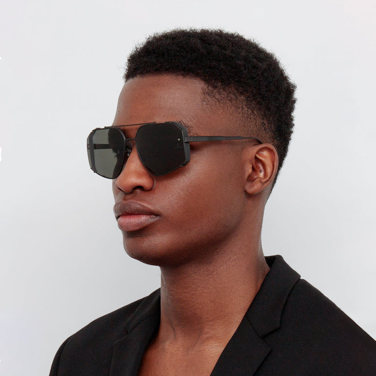 Linda Farrow Men's Amar Aviator Sunglasses in Nickel and Grey C2 61
