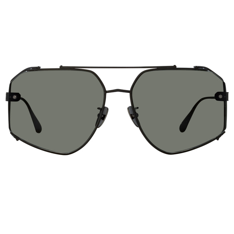 Linda Farrow Men's Amar Aviator Sunglasses in Nickel and Grey C2 61