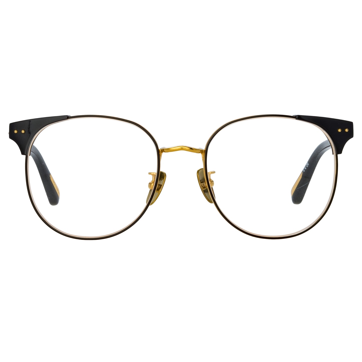 Linda Farrow Spence Oval Optical Frame in Black and Yellow Gold C1 53