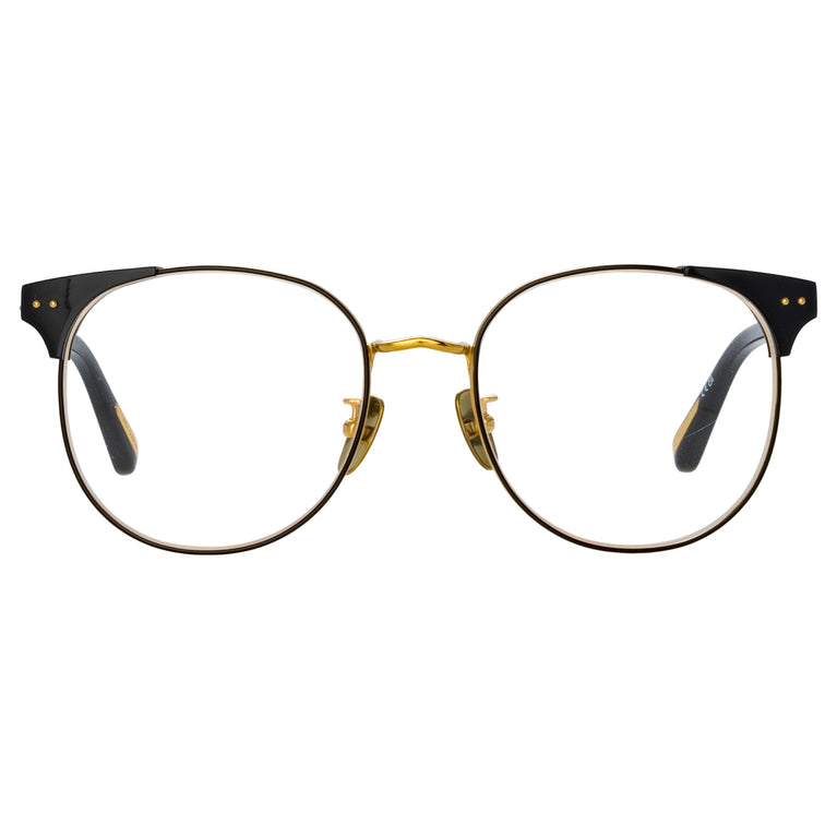 Linda Farrow Spence Oval Optical Frame in Black and Yellow Gold C1 53