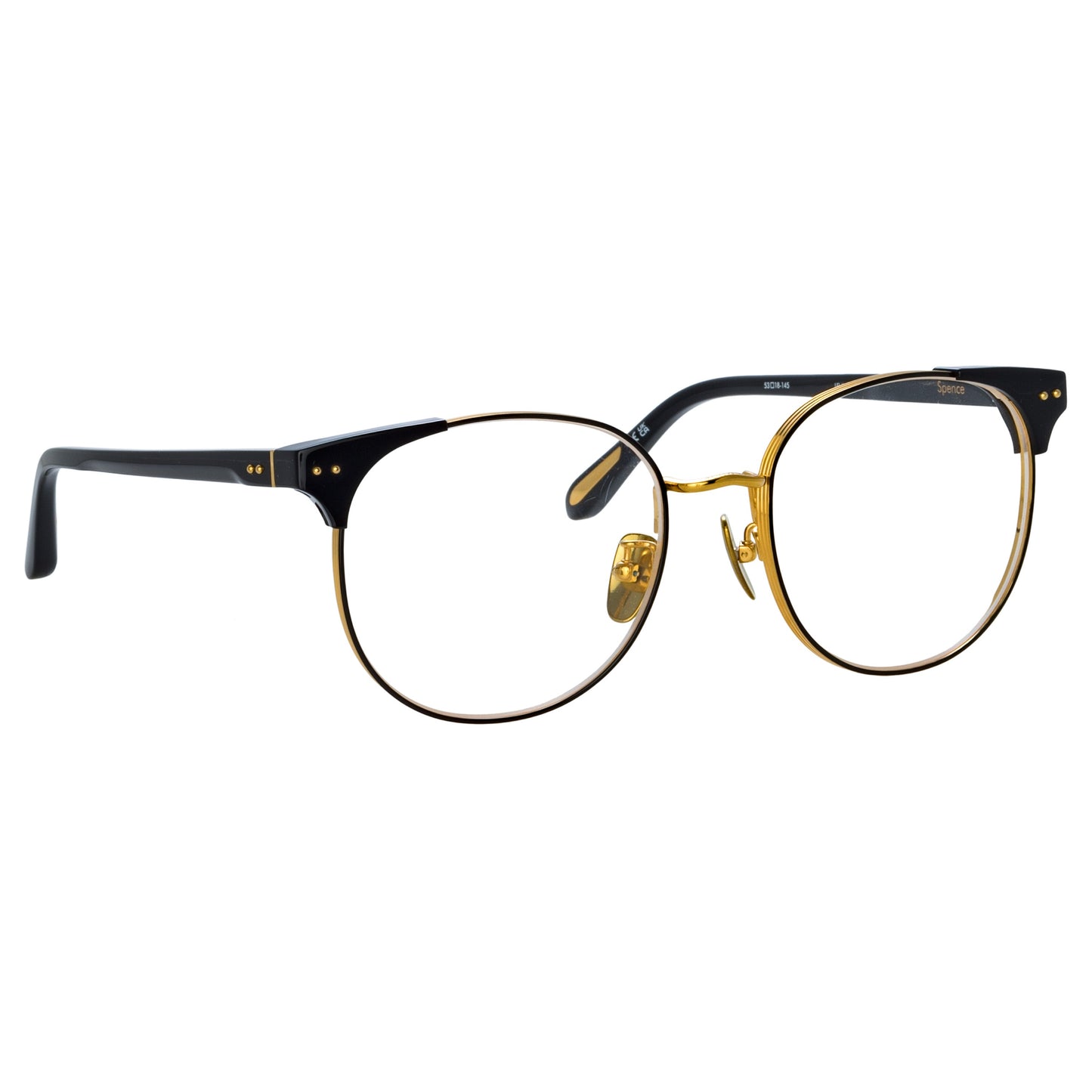 Linda Farrow Spence Oval Optical Frame in Black and Yellow Gold C1 53