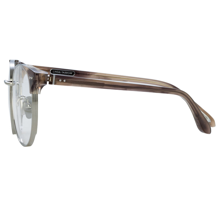 Linda Farrow Spence Oval Optical Frame in Grey Horn C3 53