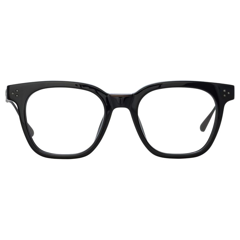 Linda Farrow Men's Evans Optical D-Frame in Black and Matt Nickel C3 50