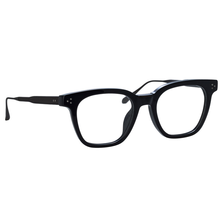 Linda Farrow Men's Evans Optical D-Frame in Black and Matt Nickel C3 50