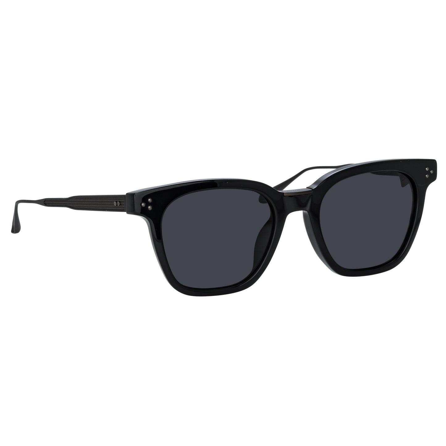 Linda Farrow Evans D-Frame Sunglasses in Black and Matt Nickel C4 50