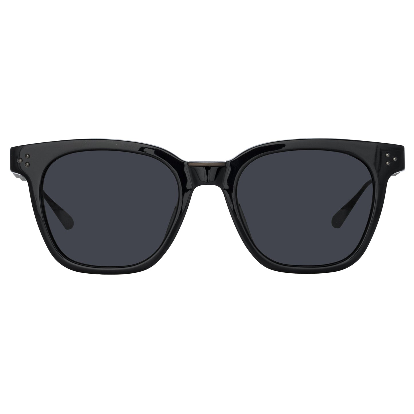 Linda Farrow Evans D-Frame Sunglasses in Black and Matt Nickel C4 50