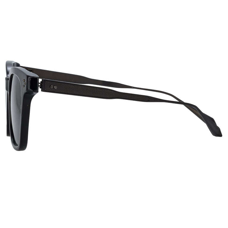 Linda Farrow Evans D-Frame Sunglasses in Black and Matt Nickel C4 50
