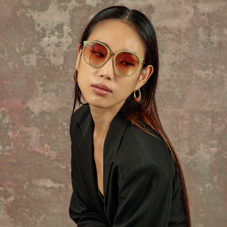Linda Farrow Kings Oversized Sunglasses in Sage