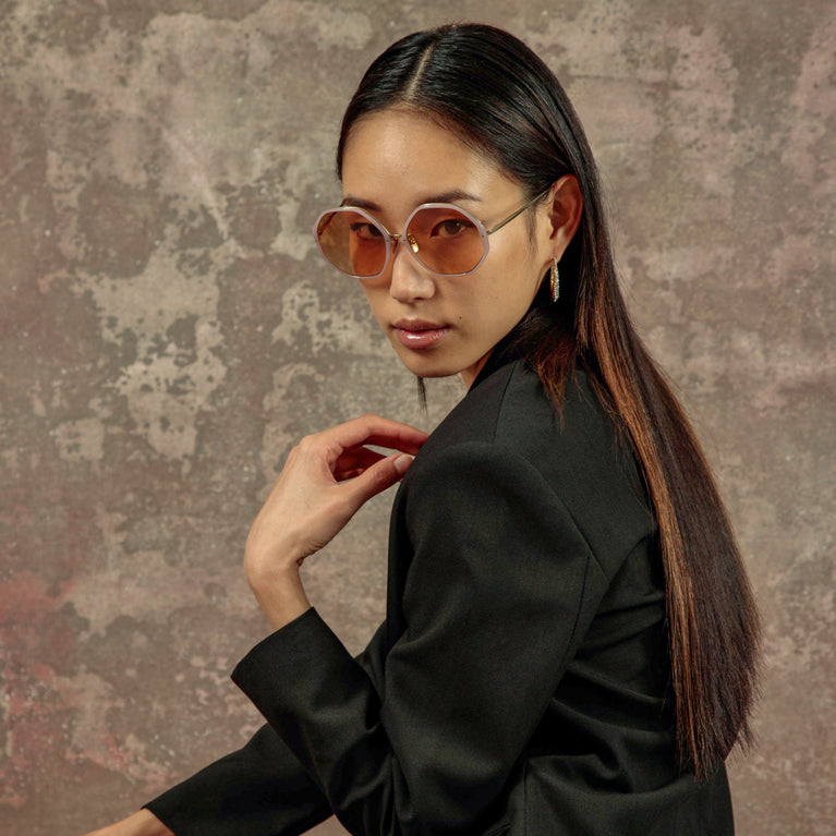 Linda Farrow Alona Hexagon Sunglasses in Lilac  60