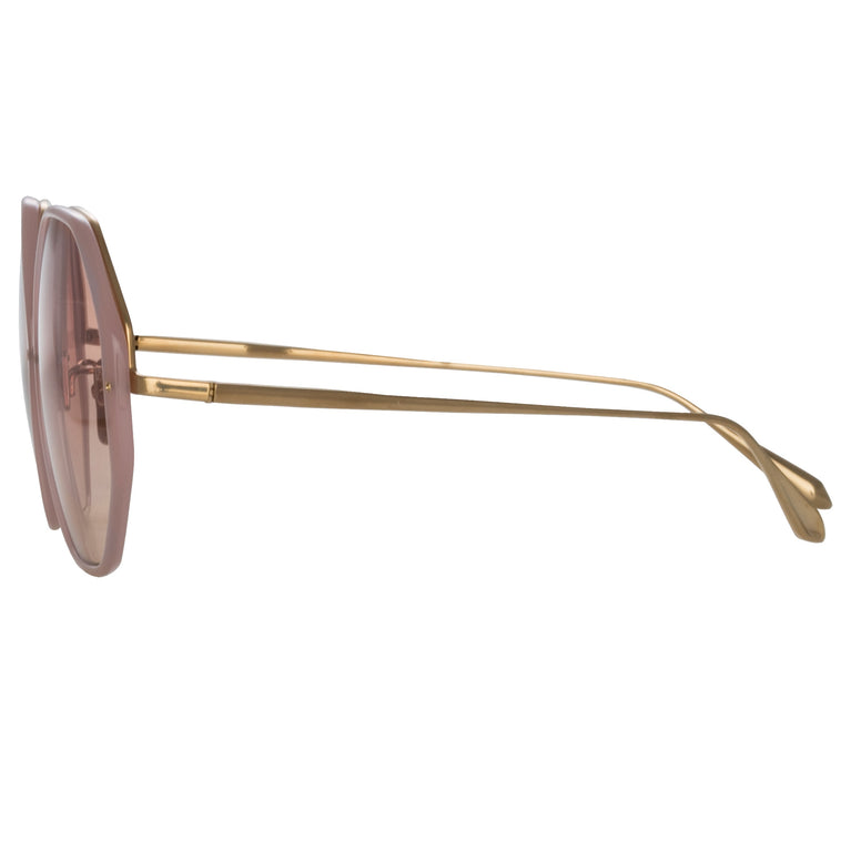 Linda Farrow Alona Hexagon Sunglasses in Lilac  60