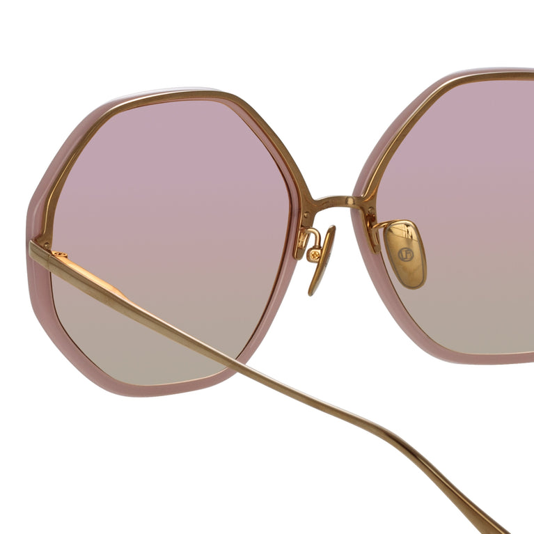 Linda Farrow Alona Hexagon Sunglasses in Lilac  60