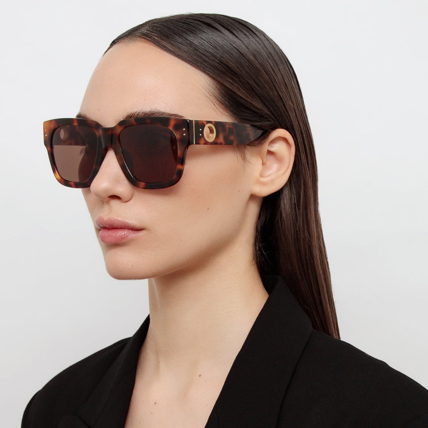 Linda Farrow The Amber | D-Frame Sunglasses in Tortoiseshell (C2) C2 5