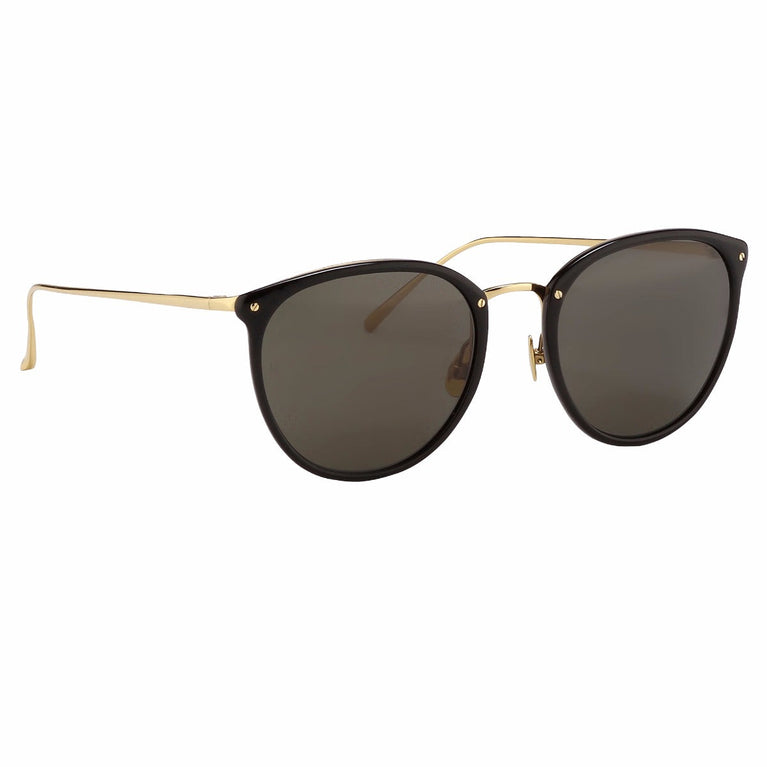 Linda Farrow The Calthorpe | Men's Oval Sunglasses in Black Frame(C86)  51