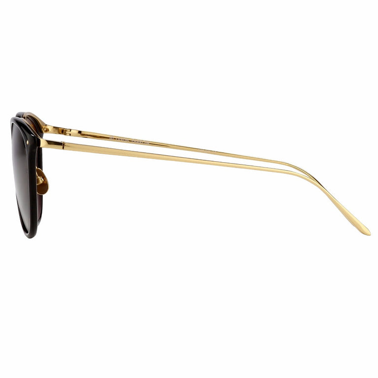 Linda Farrow The Calthorpe | Men's Oval Sunglasses in Black Frame(C86)  51