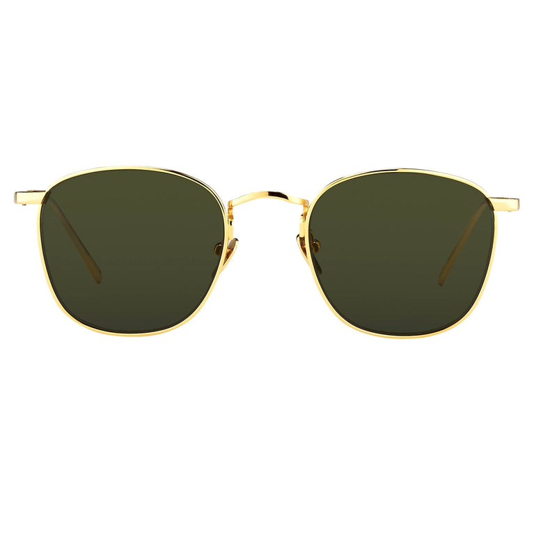 Linda Farrow The Simon | Men's Square Sunglasses in Green \/ Yellow Gold (C5)  48