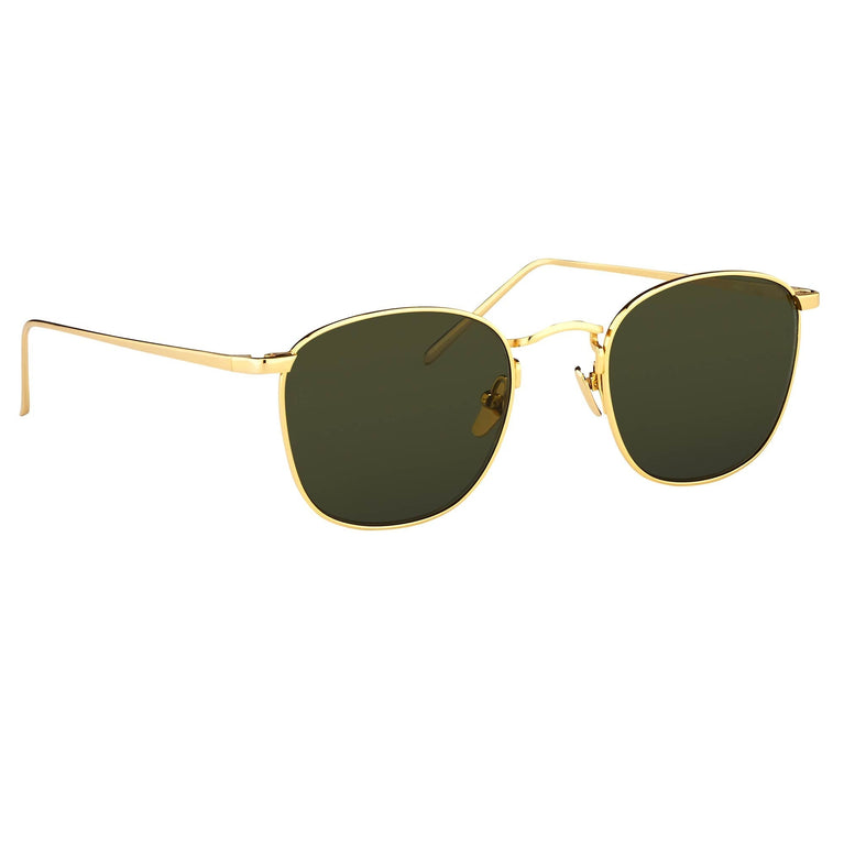 Linda Farrow The Simon | Men's Square Sunglasses in Green \/ Yellow Gold (C5)  48
