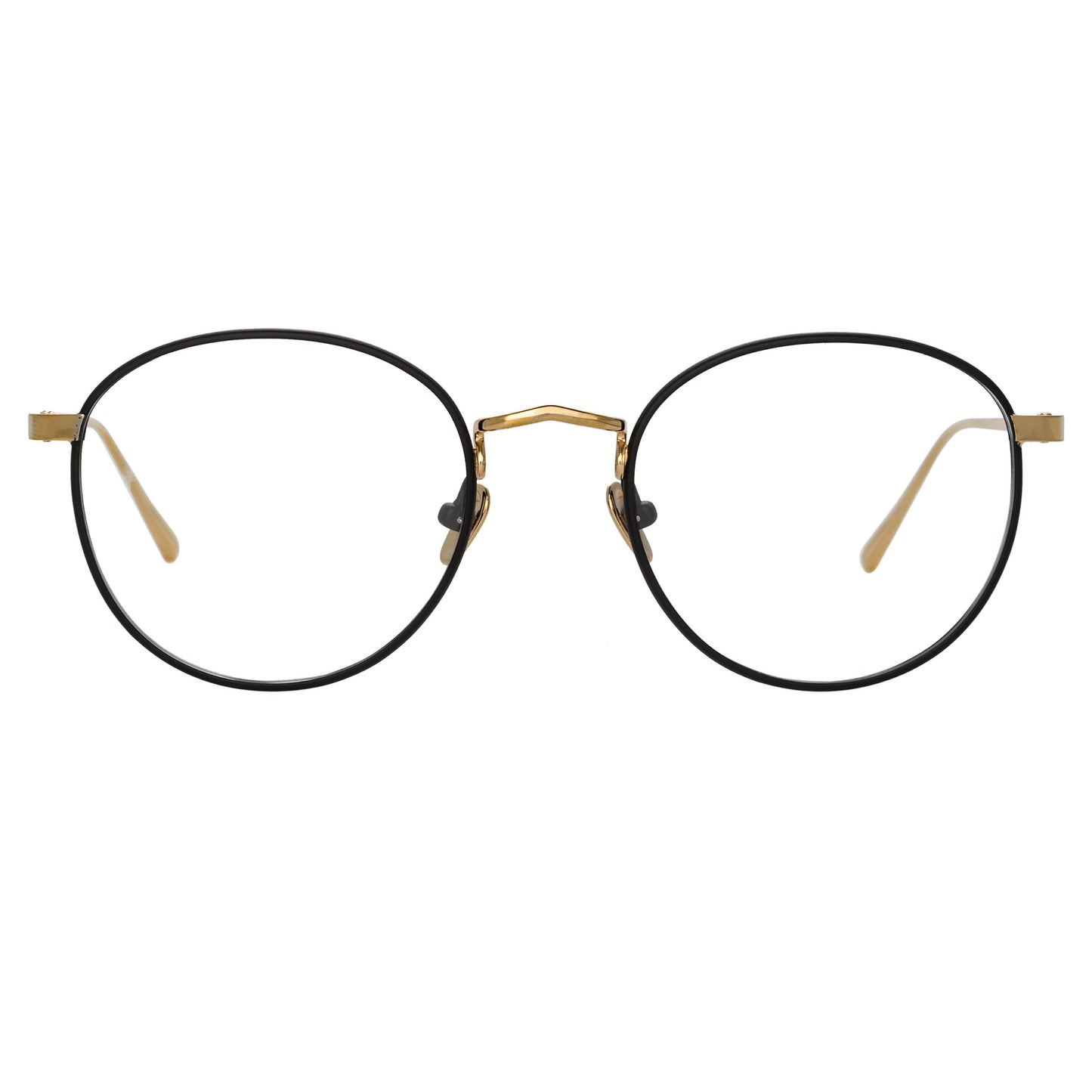 Linda Farrow The Harrison | Oval Optical Frame in Black and Light Gold (C3)  51